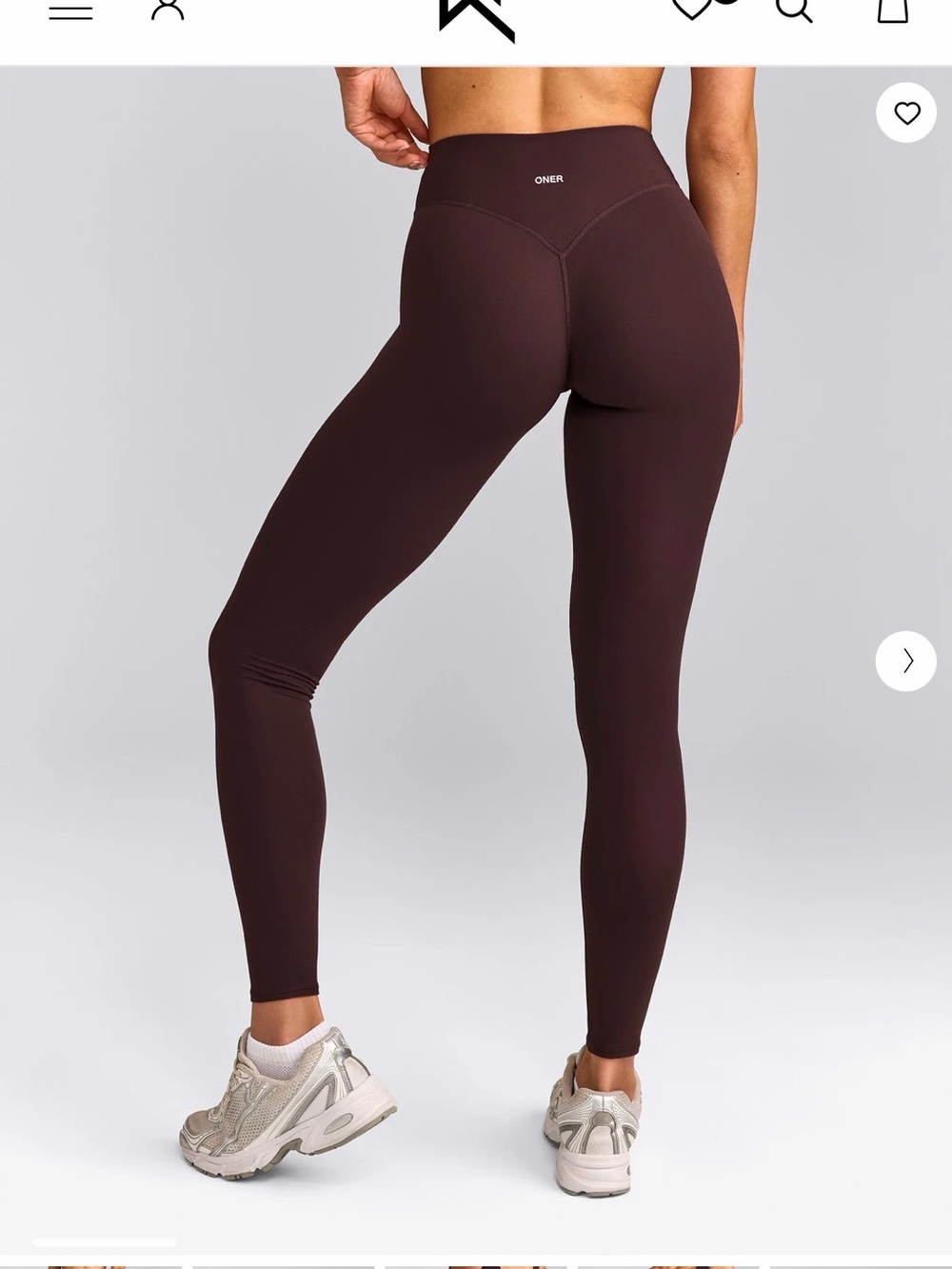 SoftMotion™ High Waisted Leggings with Gray Logo
Color: Plum Brown Size: Large